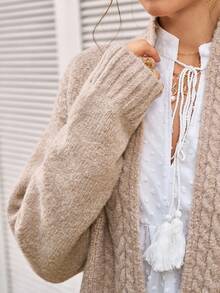 Cévolie Luxurious Twist Knit Cardigan, Suitable For Layering In Spring, Autumn And Winter Seasons - Khaki - View 3