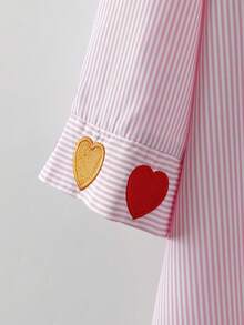 GlowEve CURVE Women's Elegant & Generous Daily Commute Loose Pink & White Striped Embroidered Maxi Dress - Multicolor - View 7