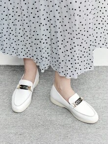 CUCCOO BIZCHIC Women's Metal Decor Casual Slip-On Loafers, Versatile For Daily Commute - Chantilly - View 4
