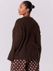 MUSERA Plus Size Sweaters - Coffee Brown - View 4