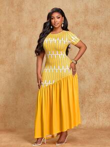 Brilight 女士夏季性感优雅修身连衣裙，适合派对、约会、休闲度假/休闲风，复古时尚简约风格，优雅派对礼服，新品上市，多功能，修身设计，女士沙滩装，女士日常休闲连衣裙 - 黃色 - 查看 7