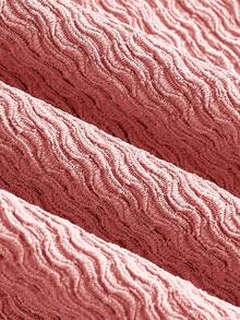 SHEIN EZwear 大码粉色褶皱A字连衣裙，弹力面料，春夏款 - 粉色 - 查看 3