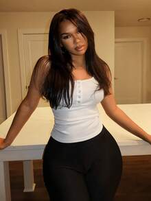 Slaydiva Avslappnad vit cami-topp med djup U-ringning och brottarrygg, all-match-C - Vitt - Visa 3