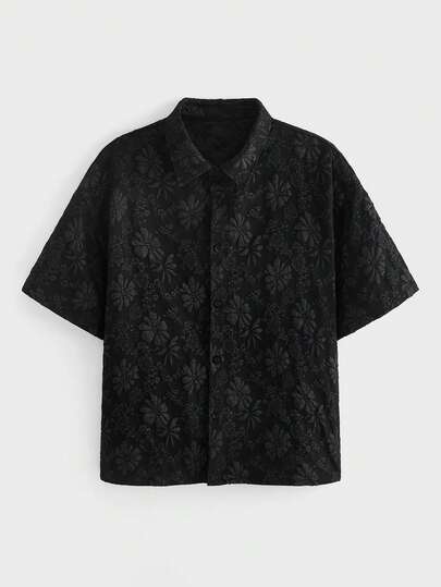 EASEVO Camisa casual de manga corta con botones delanteros de unicolor para hombres de talla grande, verano