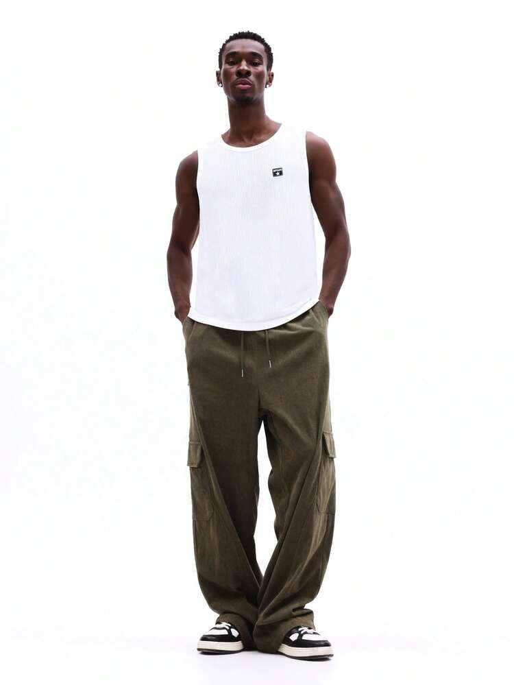 Ribbed Crew Neck Tank With Brand Logo