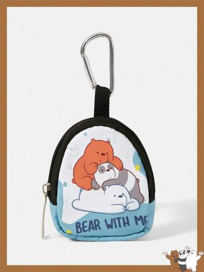 We Bare Bears X SHEIN 熊纹拉链零钱包，多功能收纳包，零钱整理钱包，男女皆宜