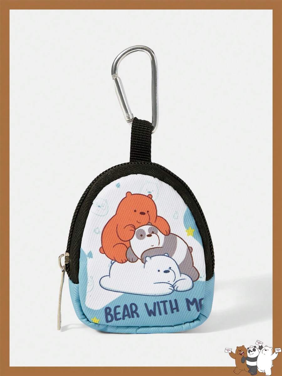 We Bare Bears X SHEIN 熊纹拉链零钱包，多功能收纳包，零钱整理钱包，男女皆宜 - 卡通 - 查看 1