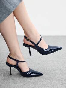 CUCCOO BIZCHIC Women's Pointed Toe Buckle Design Everyday Versatile Fashion High Heels Valentine's Day - Blue - View 1