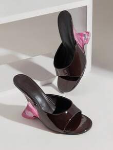 SHUZIA Women's Elegant Chic Casual Slip-On Wedge Sandals - Chocolate Brown - View 1