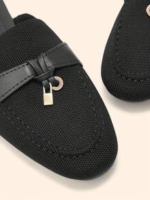 CUCCOO BASICS Women's Round Toe Flat Black Comfortable Versatile Commute Work Shoes, Breathable Mule Slip-On Flats For Christmas Spring Shoes Fall Shoes - Black - View 8