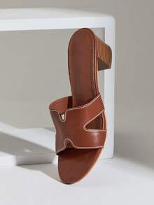 L'Amorae Women's Fashionable Simple Daily High-Heeled Sandals For Summer Summer Shoes Spring Shoes Spring Break Easter Prom Heels Wedding Shoes For Christmas - Brown - View 3