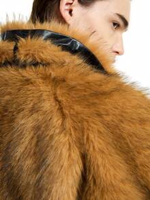 NEON BLANC Chaqueta casual de manga larga con cremallera y pelaje para hombre, para otoño e invierno - Café integral - Ver 7