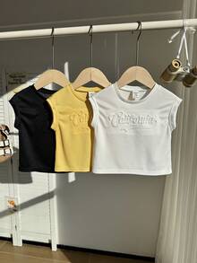 SHEIN 3pcs/Set Baby Boy Cute Casual Versatile Knitted Letter 3D Embossed Pattern Sleeveless Loose Top, Summer Outfit - Multicolor - View 9