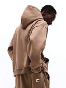 SUMWON Sudadera con capucha clásica para hombre con cordón y bolsillo central para otoño e invierno, casual y de uso diario, lisa - Marrón - Ver 3