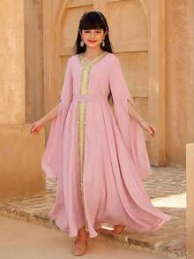 SHEIN رمضان
قرقيعان 
فستان العيد جلابيات رمضان 
جلابيات       
جلابيه       
الملابس التقليدية العربية      
Abaya       جلابية       
قفطان        جراب Girls' White Long Sleeve Slit Sleeve Design Dress With Golden Trim Ribbon Decor, Elegant & Graceful, Suitable For Holidays, Parties, Spring & Summer S For Girls Girls Dress Pink Abaya Abayas For Girls - Pink - View 5