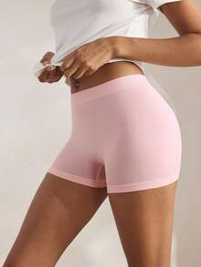 Women's Solid Color Stretchy Comfortable Antiexposure Shorts - Pink - View 5
