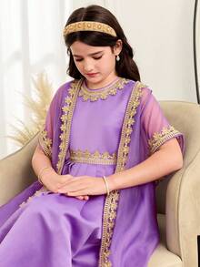 SHEIN 少女圆领长袖连衣裙 - 淡紫色 - 查看 8