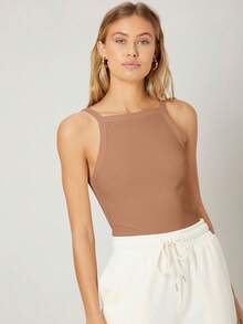 MOTF PREMIUM WOMEN'S CASUAL EVERYDAY COMMUTE MINIMALIST SOLID COLOR SLIM FIT CAMI TOP, SUMMER - Yellow - View 5