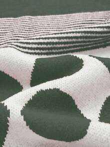 Franclia Chân váy dệt kim dài chữ A họa tiết chấm bi và sọc hình học thanh lịch, thoải mái và đa năng khi đi làm, mùa thu/đông - Nhiều màu - Xem 3