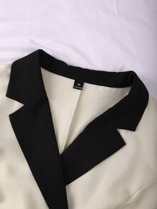 Franclia Áo blazer nữ cỡ lớn thời trang công sở mùa xuân/hè mới, kiểu dáng đa năng, cài khuy đôi, ve áo phối màu tương phản, áo khoác ngoài thanh lịch mùa thu, trang phục công sở thường ngày cho nữ, blazer tinh tế mùa thu, trang phục công sở thường ngày cho nữ, nữ văn phòng/giáo viên, blazer thanh lịch, phù hợp cho công việc hàng ngày, có thể mặc như bộ vest công sở thường ngày cho nữ. - Màu be - Xem 4