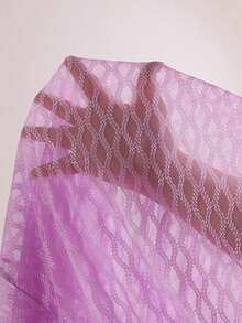 Slumberist 3D Floral Decor Jacquard Mesh Extra Long Women Robe Purple Night Gown Mesh Robe - Lilac Purple - View 8