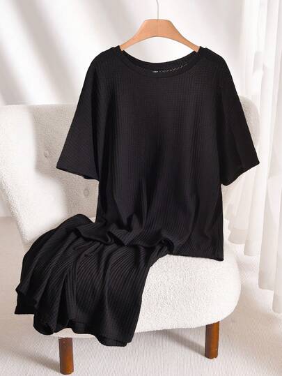 CosyJoli Plus Size 2pcs Set: Summer Vacation T-Shirt And Shorts