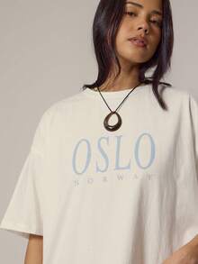 MUSERA Oversized Graphic Tshirt Spring, Girly, Day Outfits, Cute, Casual Sweet Pea Summer - White - View 1