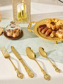 Cirelle 24-Piece Stainless Steel Flatware Set - Serving Cutlery For 6, Includes Knives Forks Spoons, Elegant Housewarming Gift - Multicolor - View 6