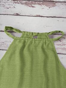 Sylviya 女士休闲牛油果绿露背吊带上衣，度假夏季上衣，沙滩度假装 - 綠色 - 查看 5