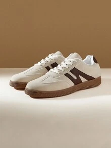 CUCCOO EASI Men's Casual Contrast Color Flat Sneakers, Versatile For Daily Wear - Ash - View 2