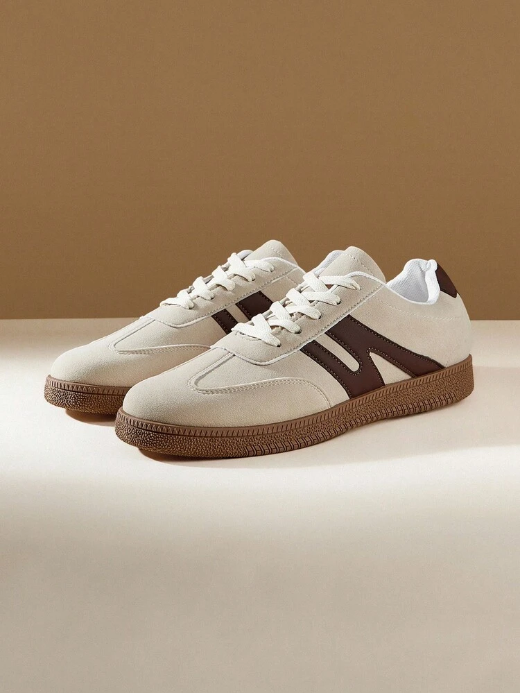 CUCCOO EASI Men's Casual Contrast Color Flat Sneakers, Versatile For Daily Wear