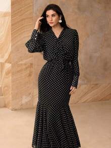 Graceveil French Design High Cinched Waist Women Dress - Black - View 7