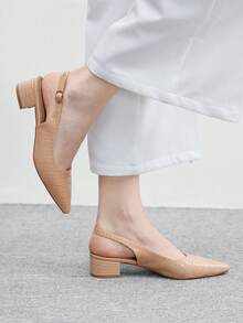 CUCCOO BIZCHIC Tacones altos de mujer con diseño de hebilla y punta afilada, versátiles para uso diario - Marrón Mocha - Ver 3