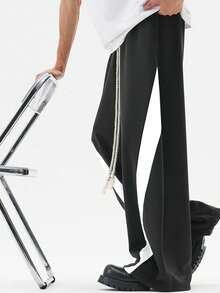 Manfinity Hypemode Quần nỉ nam dáng rộng, phối màu tương phản, đa năng cho mặc hàng ngày. - Đen và trắng - Xem 3