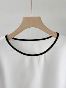 GlowEve Spring/Summer New Arrival Round Neck Dropped Shoulder Sleeveless Contrast Trim Tie Front Casual Elegant Women Tank Top - Black and White - View 6