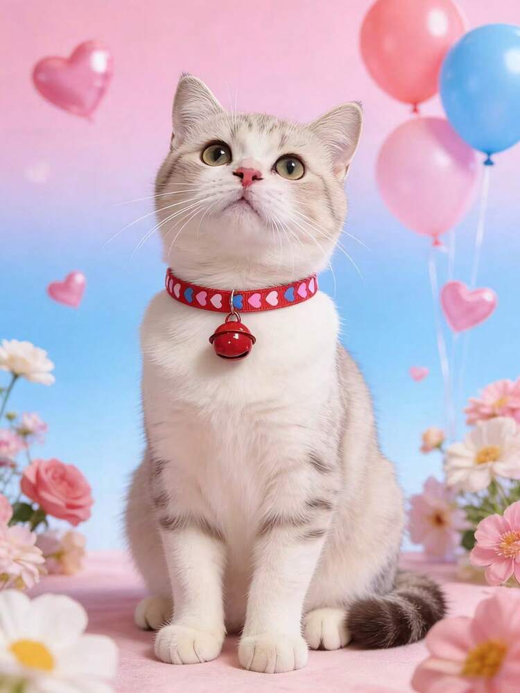 PETSIN 1 st Pet Love Bell Halsband Justerbar Halsstorlek Katthalsband Hundhalsband Husdjurstillbehör Husdjurstillbehör - Multifärgad - Visa 8