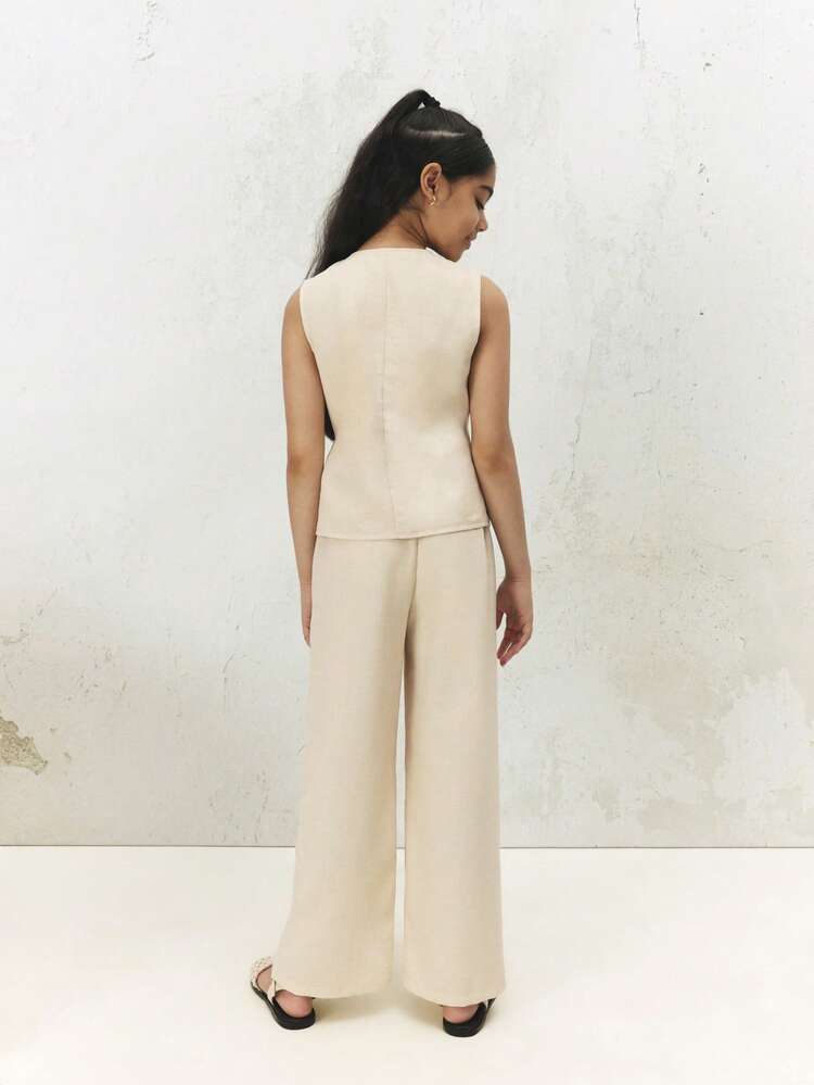 Ensemble gilet boutonné et pantalon large