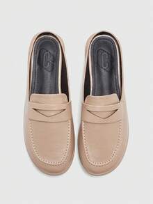 CUCCOO BIZCHIC Burgundy Buckle Minimalist Round Toe Flat Shoes, Elegant, Casual, Comfortable, Slip-On, Suitable For Work, Commute, Formal Occasions, Lightweight, Fashionable, Versatile Valentine's Day - Khaki - View 2