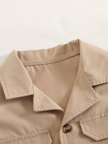 Young Boy Casual Buttoned Front Minimalist Everyday Jacket Set