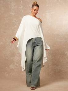 Lumalex Áo nữ dài tay màu trắng trơn, dáng rộng, vạt bất đối xứng, kiểu dáng thanh lịch, thoải mái, thích hợp cho mùa thu mới, dự tiệc prom, tiệc tùng, lễ hội, đi chơi, du lịch, tiệc ngoài trời, tiệc cưới, tiệc năm mới, tiệc đính sequin, tiệc đêm gala, tiệc Valentine, hẹn hò mùa xuân/hè. - trắng - Xem 6