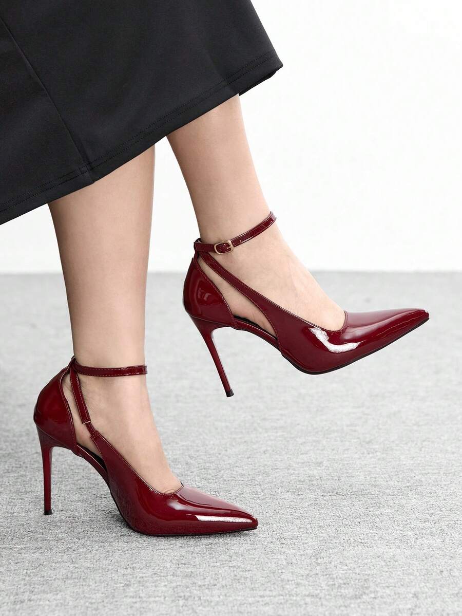 CUCCOO BIZCHIC Salto Alto Fashionável com Fivela e Bico Fino, Versátil para Uso Diário