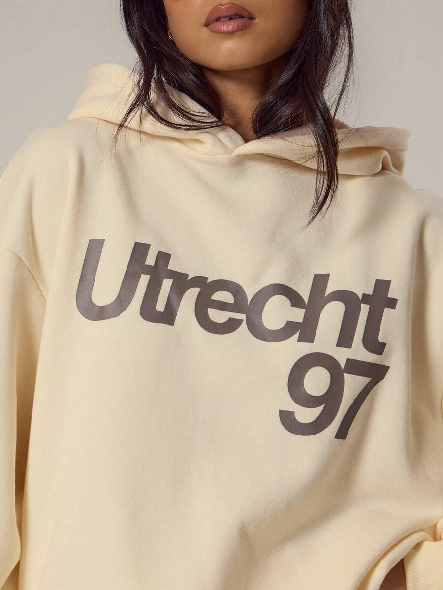 MUSERA Graphic Oversized Hoodie Sweatshirt Spring, Girly, Day Outfits, Cute, Casual Sweet Pea Spring - Light Yellow - View 1