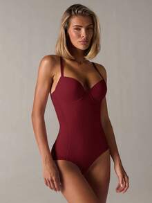 SHEIN BAE Women's Waist Cincher And Shaper With Boning (With Underwire) - Red - View 6