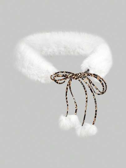 J-Fashion 1 pezzo Accessorio per vestiti/jeans da donna con stampa leopardata, decorazione in pelliccia, frange e laccio in stile boho western, versatile per uso quotidiano