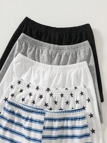 Baby Unisex Infant Toddler 0-3 Years Funny Friends Series 5-Piece Set, Solid Color, Striped, Star Pattern Shorts, Suitable For Daily Wear, Baby/Toddler Pants, Summer Shorts - Multicolor - View 4