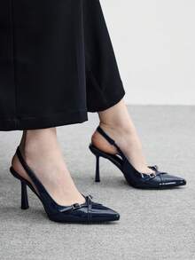 CUCCOO BIZCHIC 女士鞋后跟提拉带蓝色交叉绑带装饰通勤多功能高跟鞋 - 藍色 - 查看 4