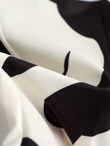 Franclia 女士全印花V领垂褶优雅时尚衬衫，斑马纹上衣，女士工作上衣，图案上衣，豹纹上衣，奶牛纹上衣，豹纹上衣 - 彩色 - 查看 4