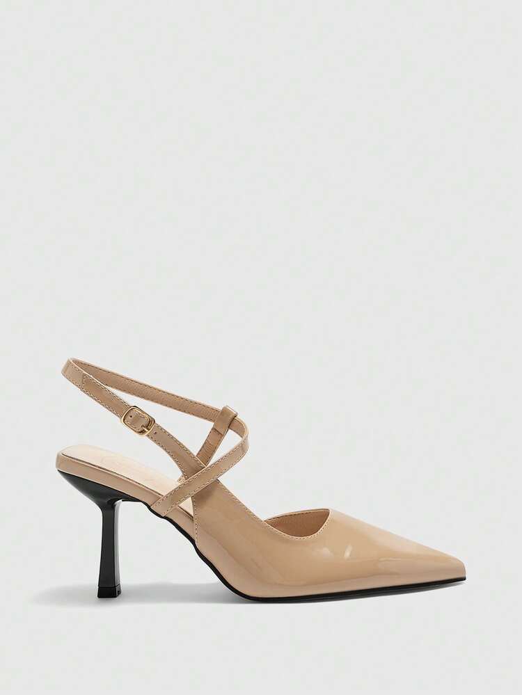 CUCCOO BIZCHIC Women's Pointed Toe Buckle Design Fashionable High Heels, Versatile For Daily Wear Valentine's Day