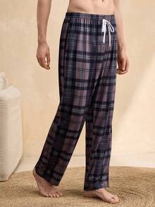 EverLounge Men's Plaid Drawstring Waist Loose Fit Lounge Pants - Dark Grey - View 6