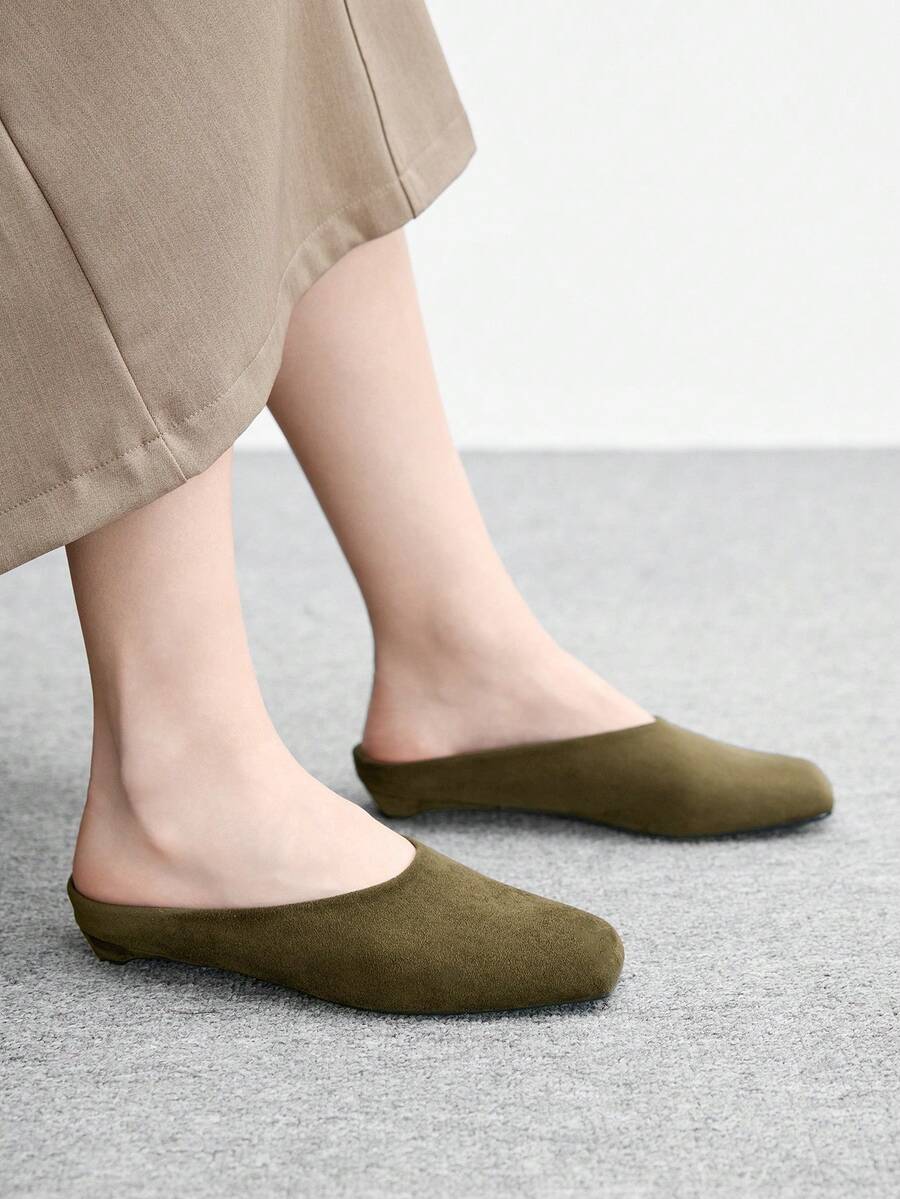 CUCCOO BIZCHIC Zapatos planos casuales y versátiles de unicolor para mujer - Verde - Ver 1